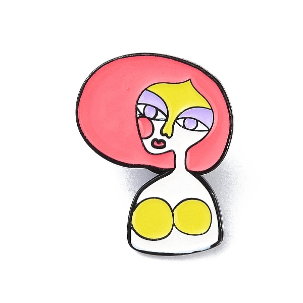 

PandaHall Black Zinc Alloy Brooches, Enamel Pins, for Backpack Cloth, Abstract Face, Hot Pink, 30x23x1.5mm Alloy Human