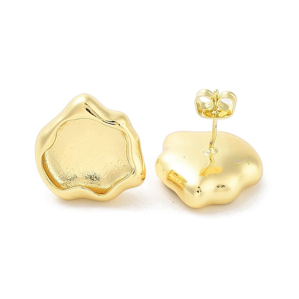 

PandaHall Rack Plating Brass Stud Earring, Long-Lasting Plated, Nuggets, Golden, 17.5x17mm Brass Nuggets