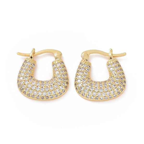 

PandaHall Cubic Zirconia Trapezoid Hoop Earrings, Real 18K Gold Plated Brass Jewelry for Women, Clear, 19.5x18x4mm, Pin: 16x1.1~1.5mm Cubic...