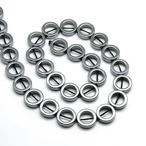 

PandaHall Non-magnetic Synthetic Hematite Donut Beads Strands, Grade AA, 12x4mm, Hole: 1mm, Inner Diameter: 7.5mm, about 30pcs/strand, 16...