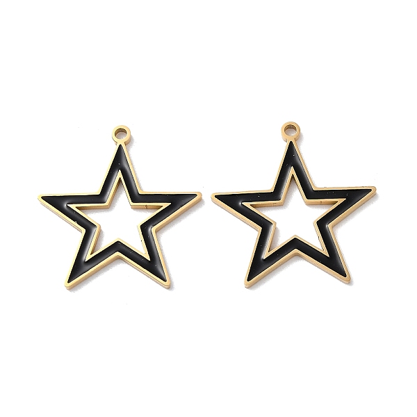 

PandaHall Ion Plating(IP) 304 Stainless Steel Pendants, with Enamel, Star Charm, Golden, 25x24x1.5mm, Hole: 1.6mm Stainless Steel+Enamel..., Black