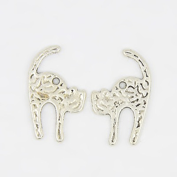 

PandaHall Hammered Metal Alloy Cat Pendants, Antique Silver, Lead Free & Cadmium Free, 26x16x1.5mm, Hole: 2mm Alloy Cat Shape