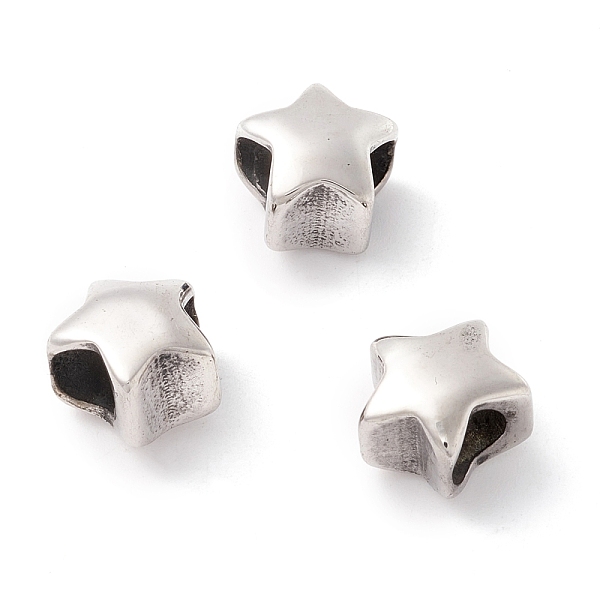 

PandaHall 304 Stainless Steel European Beads, Large Hole Beads, Manual Polishing, Star, Antique Silver, 10x11x8mm, Hole: 4.5mm 304 Stainless...