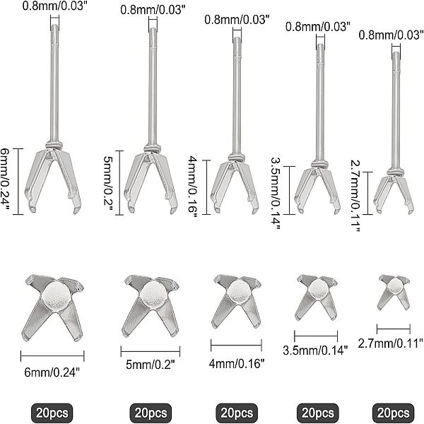 Unicraftale 100 шт. 5 стиля 304 серьги-гвоздики из нержавеющей стали