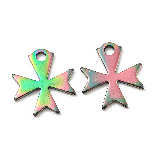 

PandaHall Ion Plating(IP) 304 Stainless Steel Charms, Cross, Rainbow Color, 14.4x13x1mm, Hole: 2mm. 304 Stainless Steel Cross