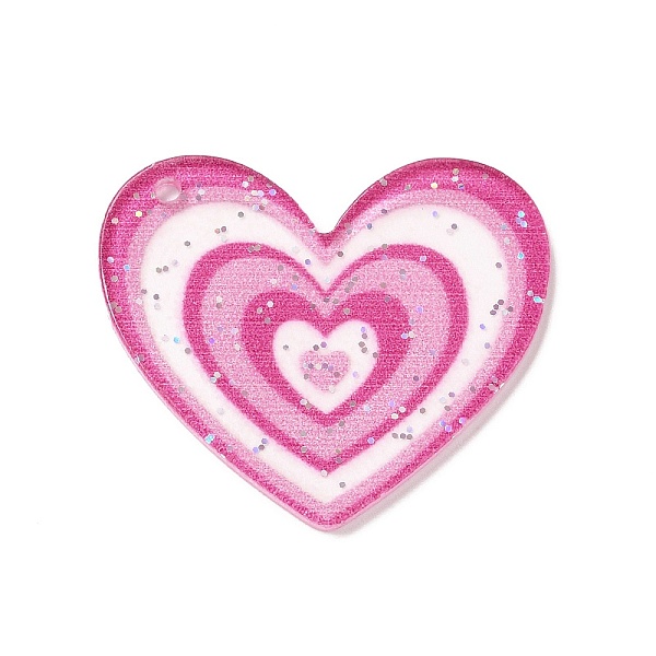 

PandaHall Transparent Plastic Pendants, Random Hole Left or Right, with Sequin, Heart, Deep Pink, 28.5x30x1.5mm, Hole: 1.5mm Plastic Heart