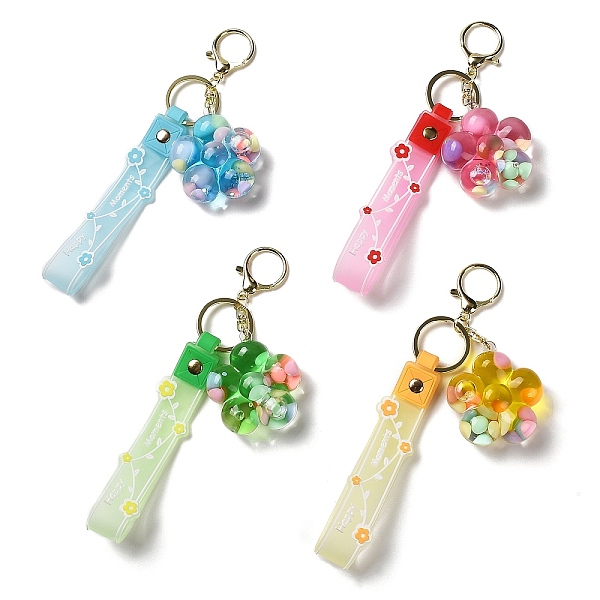 

PandaHall Flower Acrylic Pendant Keychain Decoration, Liquid Quicksand Floating Handbag Accessories, with Alloy Findings, Mixed Color, 22cm..., Multicolor