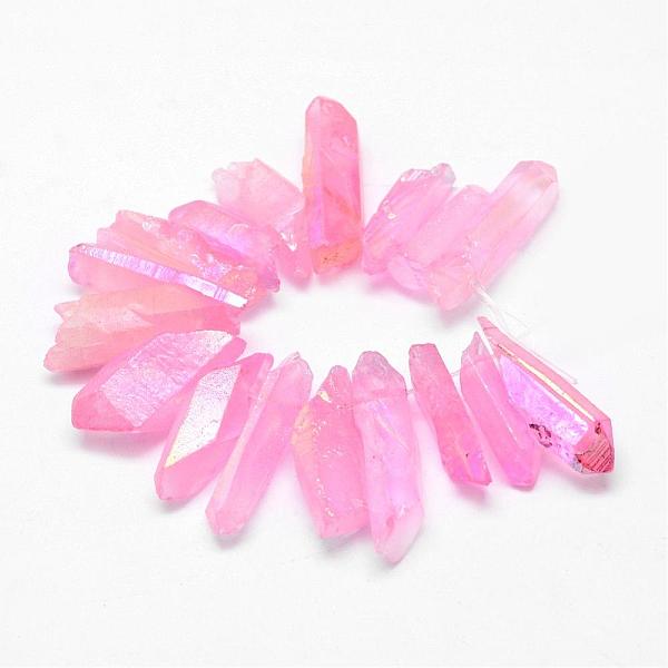 Electroplated Natural Quartz Crystal Bead Strands