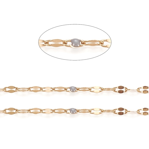 

PandaHall Handmade 304 Stainless Steel Dapped Chains, Cable Chains, with Enamel and Spool, Soldered, Flat Oval, Long-Lasting Plated, Silver...