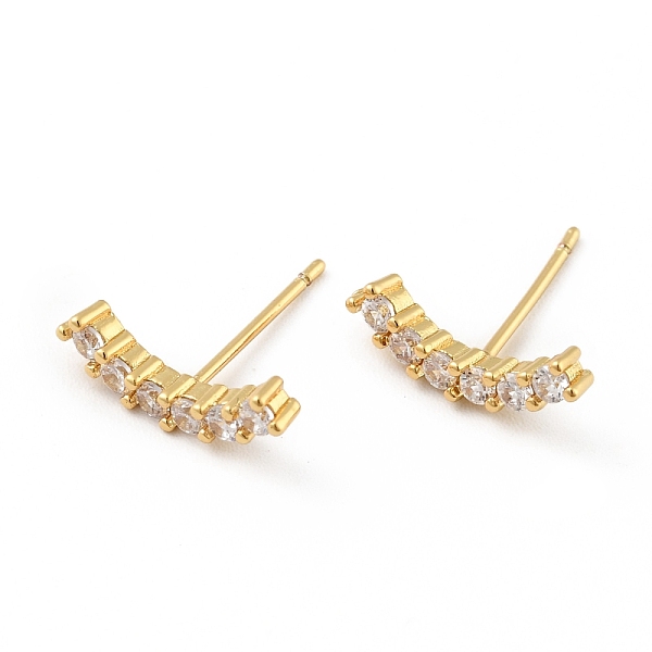 

PandaHall Clear Cubic Zirconia Curved Bar Stud Earrings, Brass Jewelry for Women, Cadmium Free & Nickel Free & Lead Free, Real 18K Gold...