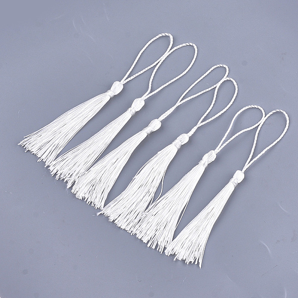 

PandaHall Polyester Tassel Big Pendant Decorations, White, 80~90x6~7mm Polyester White