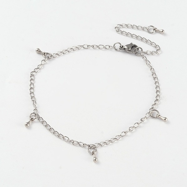 

PandaHall 304 Stainless Steel Charm Anklets, with Alloy Charms and Stainless Steel Charm Lobster Clasps and End Chains, Stainless Steel...