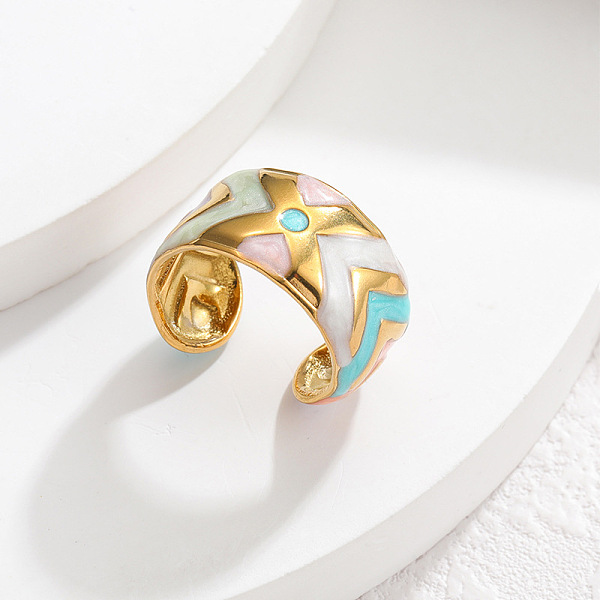 304 Stainless Steel Enamel Cuff Open Rings