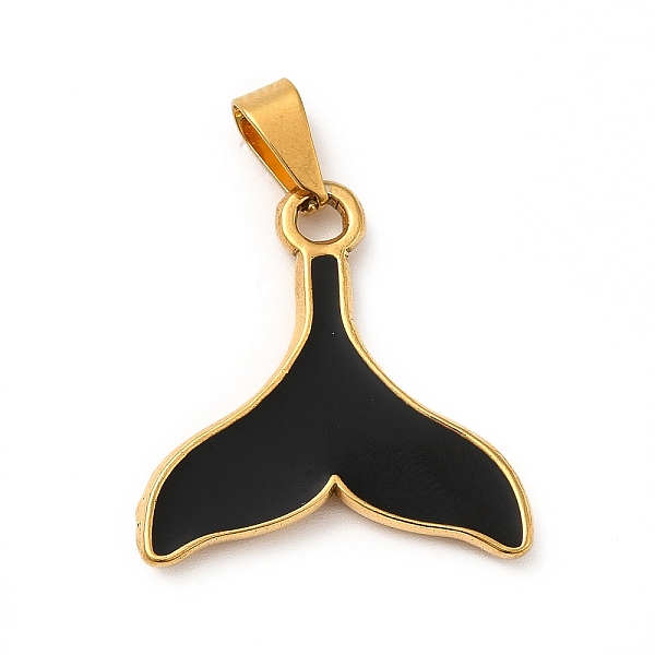 

PandaHall Vacuum Plating 201 Stainless Steel Enamel Pendants, Mermaid Tail Shape, Golden, 26.5x26x3mm, Hole: 6.5x4mm Stainless Steel+Enamel..., Black