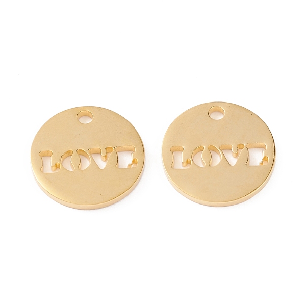 

PandaHall 201 Stainless Steel Pendants, Manual Polishing, Flat Round with LOVE Vacuum Plating, Real 18K Gold Plated, 16x1.5mm, Hole: 2mm 201...