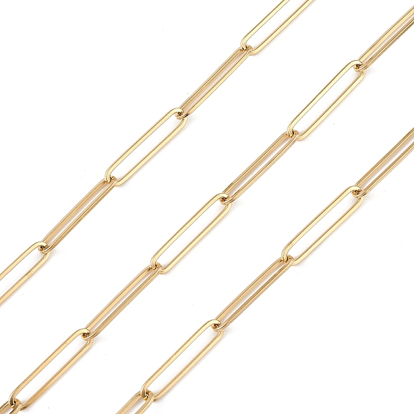 

PandaHall 304 Stainless Steel Paperclip Chains, Unwelded, with Spool, Golden, 20.5x4.5x1mm, about 32.81 Feet(10m)/Roll 304 Stainless Steel