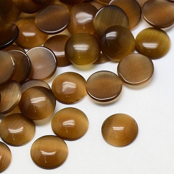 

PandaHall Cat Eye Cabochons, Half Round, Saddle Brown, 18x3mm Glass Half Round Brown
