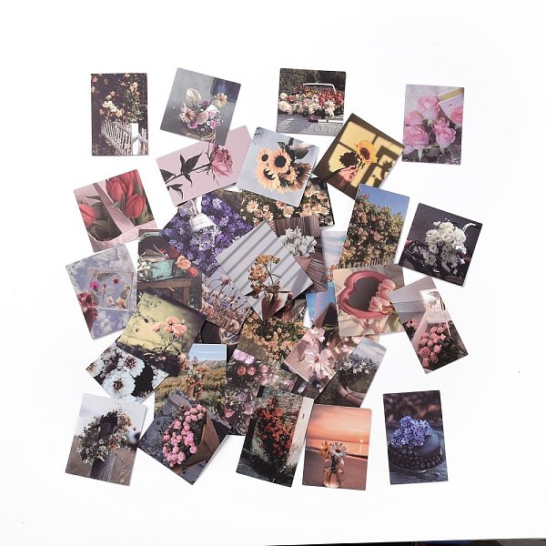 

PandaHall 52Pcs Rectangle Flower Pattern Paper Sticker Label Set, Adhesive Label Stickers, for Suitcase & Skateboard & Refigerator Decor..., Multicolor