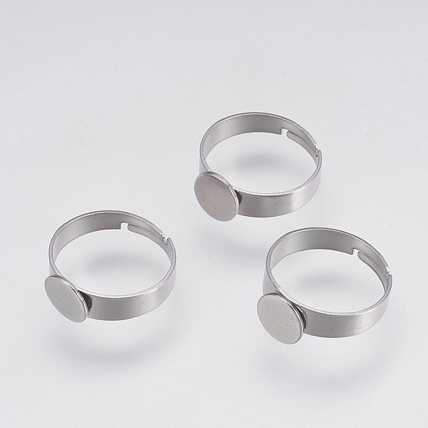 

PandaHall Adjustable 304 Stainless Steel Pad Ring Settings, Flat Round, Stainless Steel Color, Tray: 8mm, 17mm, 4.5x0.7mm 304 Stainless...