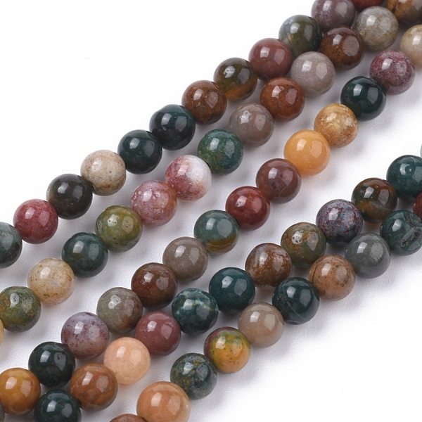 

PandaHall Natural Ocean Jasper Beads Strands, Round, 4mm, Hole: 0.7mm, about 93pcs/strand, 14.96 inch(38cm) Ocean Jasper Round