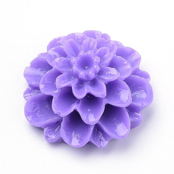 PandaHall Resin Cabochons, Dahlia Flower, Medium Purple, 14x7~8mm Resin Flower Purple