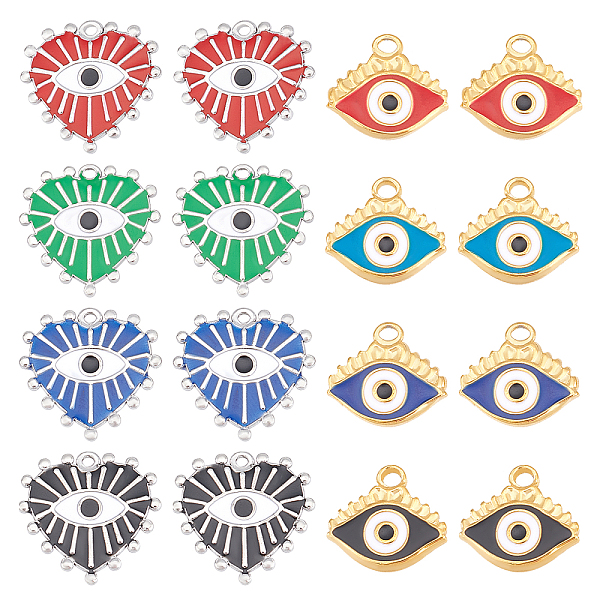 

PandaHall DICOSMETIC 16Pcs 8 Style 304 Stainless Steel Pendants, with Enamel, Heart & Eye, Mixed Color, 2pcs/style Alloy+Enamel Mixed Shapes..., Multicolor