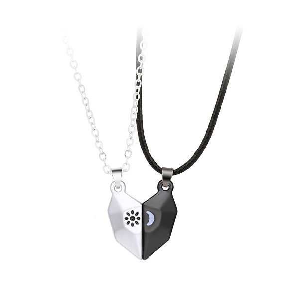 

PandaHall 2Pcs 2 Style Couple Necklaces Set, Alloy Magnetic Matching Splite Heart Pendants Necklace for Valentine's Day, Electrophoresis...