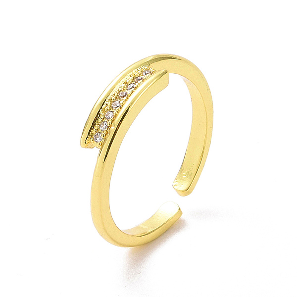 

PandaHall Clear Cubic Zirconia Rectangle Open Cuff Ring, Brass Jewelry for Women, Golden, US Size 6 3/4(17.1mm) Brass+Cubic Zirconia