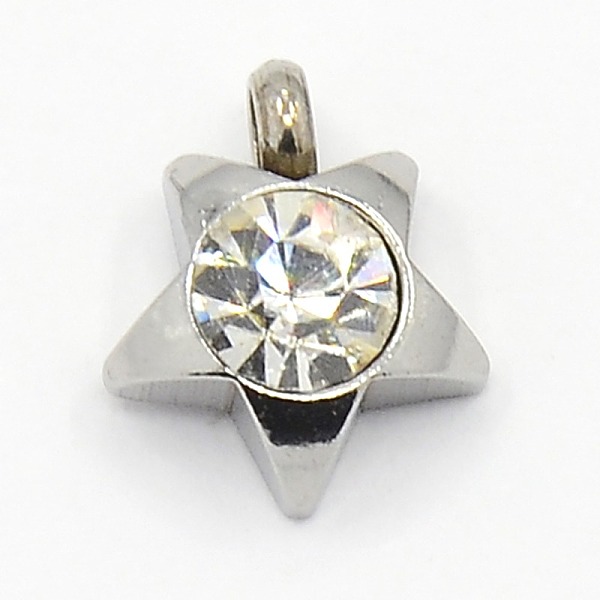 

PandaHall 201 Stainless Steel Rhinestone Star Charm Pendants, Grade A, Faceted, Crystal, 9x8x3mm, Hole: 1mm Stainless Steel+Rhinestone Star..., Clear