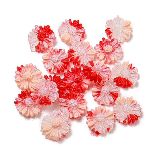 

PandaHall Luminous Transparent Resin Decoden Cabochons, Glow in the Dark Flower with Glitter Powder, Red, 10.5x4.5mm Resin Flower Red
