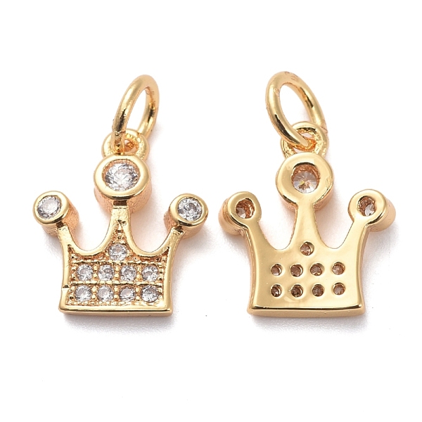 

PandaHall Brass Micro Pave Clear Cubic Zirconia Charms, with Jump Rings, Crown, Golden, 11.5x10x2mm, Hole: 3mm Brass+Cubic Zirconia Crown...