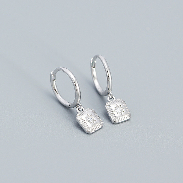 

PandaHall Square with Star Rhodium Plated 925 Sterling Silver Pave Green Cubic Zirconia Hoop Dangle Earrings for Women, Platinum Sterling...