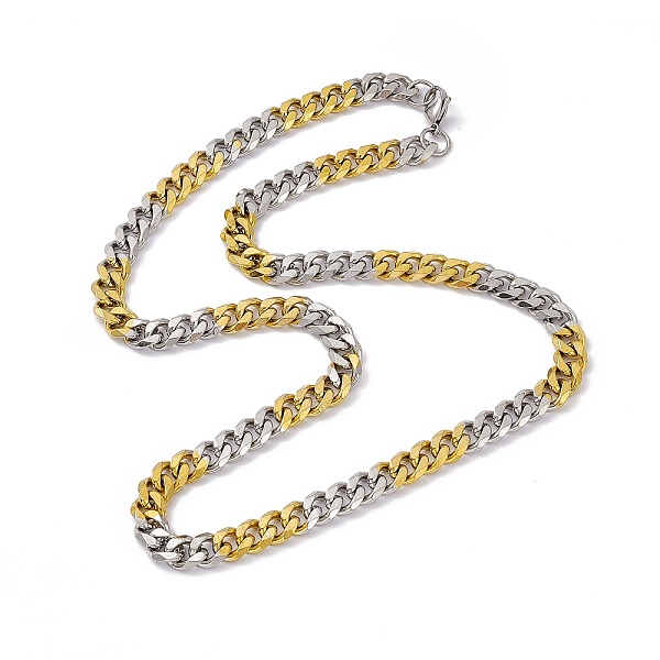 

PandaHall Two Tone Vacuum Plating 201 Stainless Steel Cuban Link Chain Necklace with 304 Stainless Steel Clasps for Men Women, Golden &...