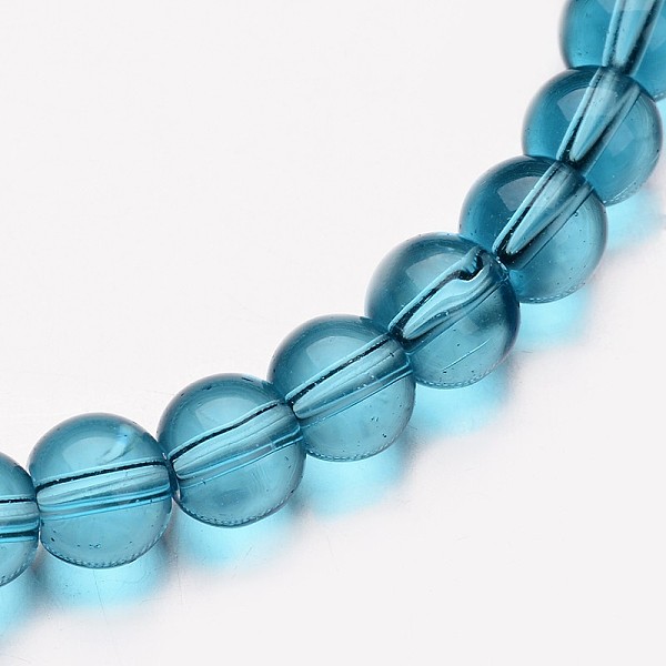 

PandaHall Glass Round Bead Strands, Medium Aquamarine, 8mm, Hole: 1mm, about 40pcs/strand, 11 inch Glass Round Green