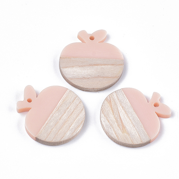 

PandaHall Resin & Wood Pendants, Apple, Pink, 27.5x26x3.5mm, Hole: 1.8mm Resin+Wood Fruit Pink