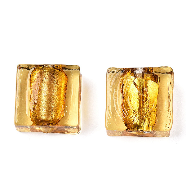 

PandaHall Handmade Silver Foil Lampwork Beads, Square, Champagne Yellow, 12x12x6mm Silver Foil Square Yellow