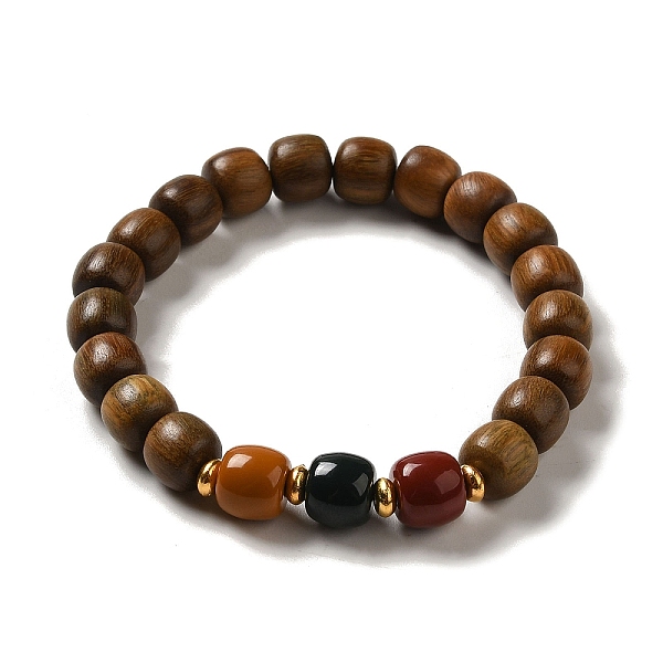 

PandaHall Wood Bead Bracelets, with Alloy Beads and Gemstone Beads, Buddhist Jewelry, Stretch Bracelets, Camel, 9mm, Inner Diameter: 2 inch..., Brown