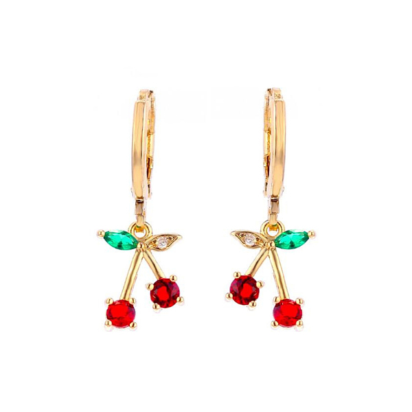 

PandaHall SHEGRACE Brass Huggie Hoop Earrings, with Grade AAA Cubic Zirconia, Cherry, Colorful, Real 18K Gold Plated, 25x9mm Cubic Zirconia...