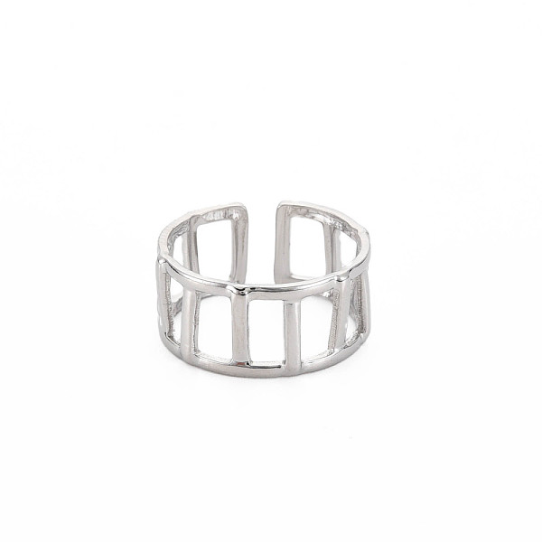

PandaHall 304 Stainless Steel Rectangle Hollow Open Cuff Ring for Women, Stainless Steel Color, US Size 7 1/4(17.5mm) 304 Stainless Steel