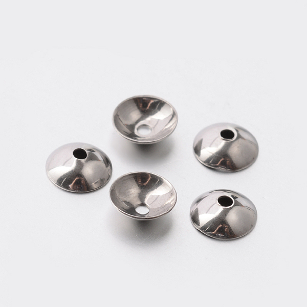 

PandaHall Apetalous 201 Stainless Steel Bead Caps, Stainless Steel Color, 6x2mm, Hole: 0.8mm 201 Stainless Steel