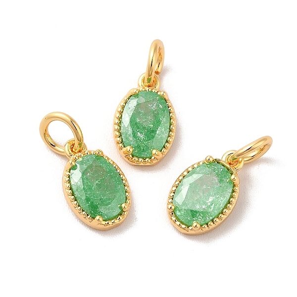 

PandaHall Real 18K Gold Plated Brass Micro Pave Cubic Zirconia Pendants, with Jump Rings, Oval, Light Green, 10x6.5x2.5mm, Hole: 3mm...