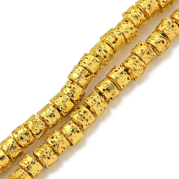 

PandaHall Electroplated Natural Lava Rock Beads Strands, Cloumn, Golden Plated, 3x2mm, Hole: 1mm, about 164pcs/strand, 15.35''(39cm) Lava...