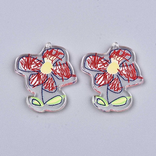 

PandaHall Transparent Clear Acrylic Pendants, 3D Printed, Flower, 39x33x3mm, Hole: 1.8mm Acrylic Flower