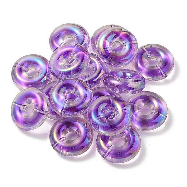 

PandaHall UV Plating Rainbow Iridescent Acrylic Beads, Two Tone Bead in Bead, Flat Round, Purple, 29.5x10.5mm, Hole: 3mm Acrylic Flat Round...