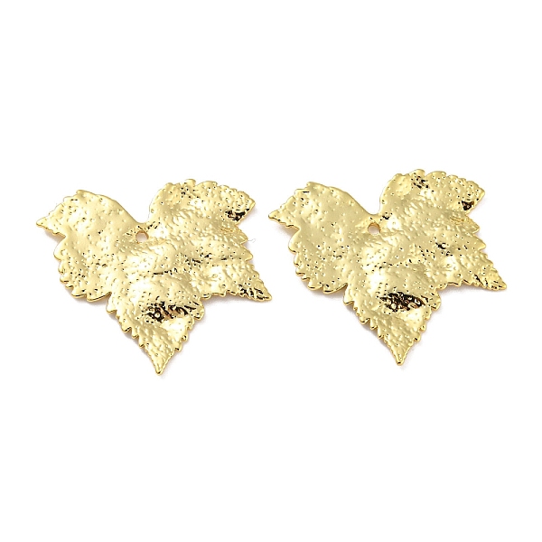 

PandaHall Rack Plating Eco-Friendly Brass Pendants, Cadmium Free & Lead Free, Textured Leaf Charm, Real 18K Gold Plated, 25x27x1.5mm, Hole...
