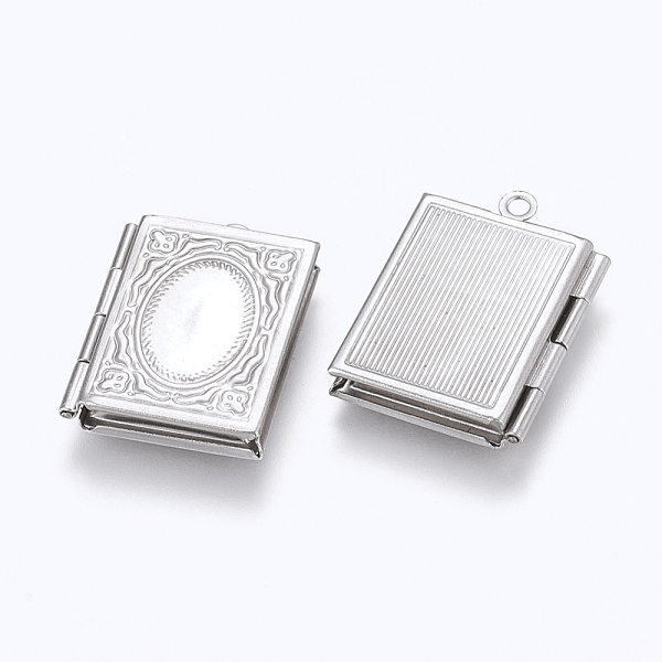 

PandaHall 304 Stainless Steel Locket Pendants, Photo Frame Charms for Necklaces, Rectangle, Stainless Steel Color, 26.5x19x4.5mm, Hole...