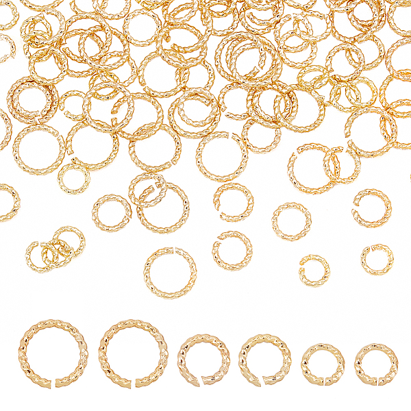 

PandaHall AHADERMAKER 120Pcs 3 Styles Brass Open Jump Rings, Nickel Free, Textured, Round Ring, Real 18K Gold Plated, 5~8x1mm, 18 Gauge...