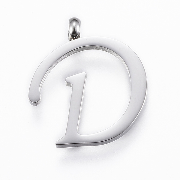 

PandaHall 304 Stainless Steel Pendants, Initial Letter, Letter.D, Stainless Steel Color, 18x16x2mm, Hole: 2mm 304 Stainless Steel Letter D