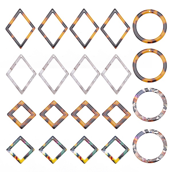 

PandaHall 24 Pcs 6 Style Cellulose Acetate(Resin) Pendants, Mixed Color, 30.5x30.5x2.5mm, Hole: 1.5mm, 4pcs/style Cellulose Acetate Mixed..., Multicolor