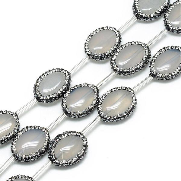 

PandaHall Natural Grey Agate Rhinestone Beads, Oval, Dark Gray, 20.5~23x6mm, Hole: 1mm Grey Agate Oval Gray